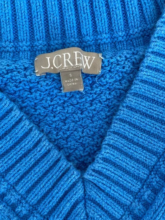 JCrew Blue Cable Knit V-Neck Sweater - Picture 3 of 5
